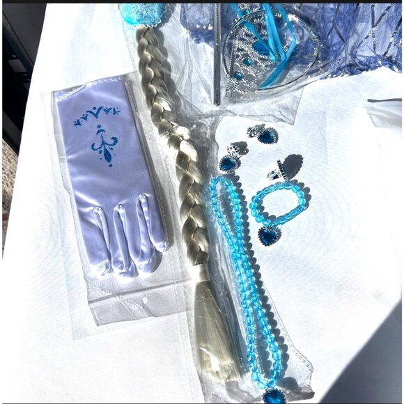 Frozen Elsa Snow Queen Costume Set Halloween Elsa Costume Size 140 (8-10 yrs) - Picture 7 of 8